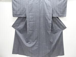 縞に抽象模様織り出し手織り紬単衣着物